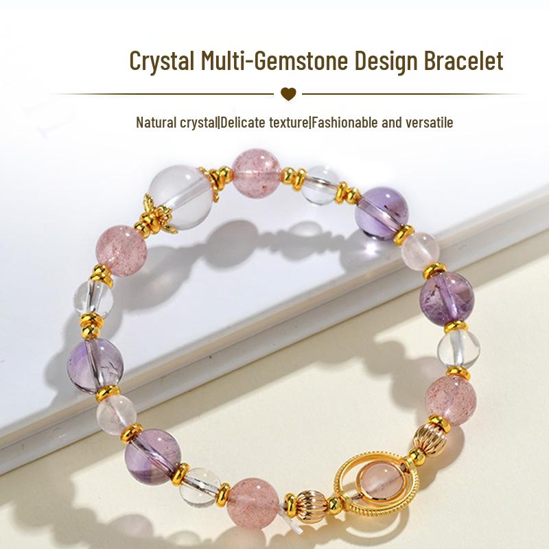 Natural Purple & White Crystal Strawberry Quartz Multi-Gem Women s Bracelet - Original Fashion Design
Natural Purple & White Crystal Strawberry Quartz Multi-Gem Women s Bracelet - Original Fashion Design