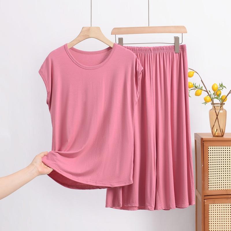 Модальная пижама для женщин на лето, свободный комплект из двух частей большого размера с коротким рукавом в повседневном стиле, можно носить как домашнюю одежду 8XL розы красного
Модальная пижама для женщин на лето, свободный комплект из двух частей большого размера с коротким рукавом в повседневном стиле, можно носить как домашнюю одежду 8XL розы красного