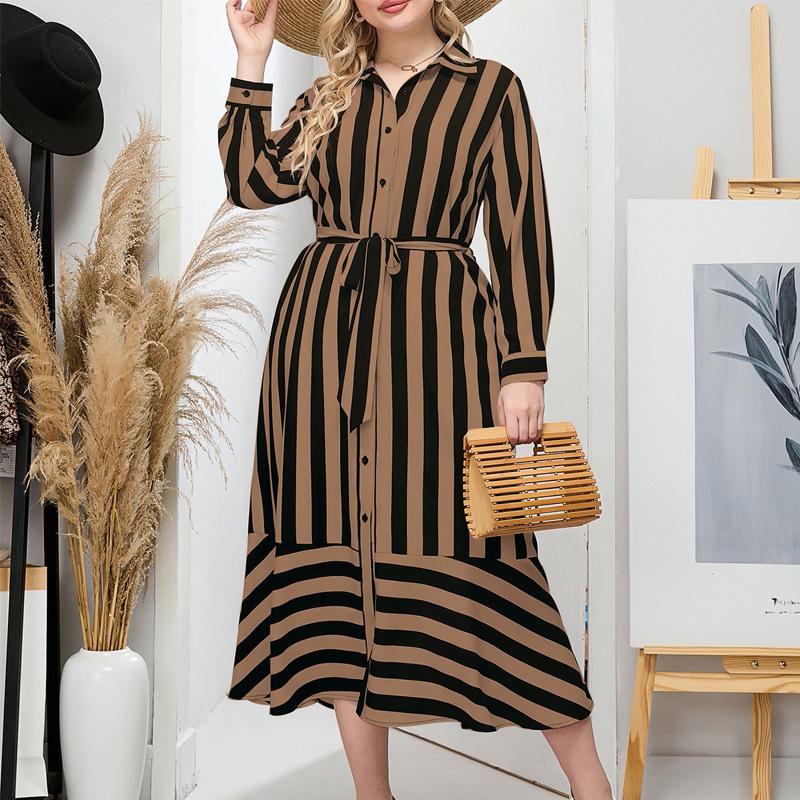 Плюс Размер Женское Осеннее Свободное Ретро Мода Ниша Темперамент Полосатая Рубашка Платье 4XL коричневый
Плюс Размер Женское Осеннее Свободное Ретро Мода Ниша Темперамент Полосатая Рубашка Платье 4XL коричневый