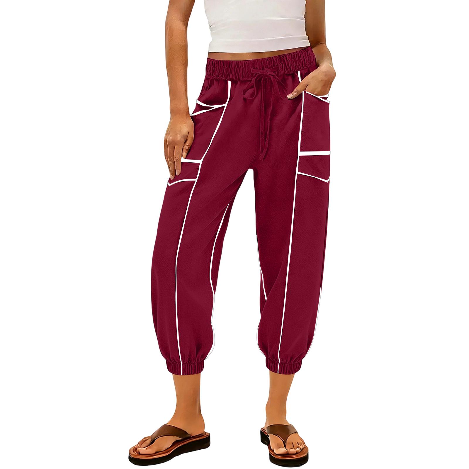 Women s sanitary pants, leg binding pants, high waisted spliced pockets, casual cropped pants L винний
Women s sanitary pants, leg binding pants, high waisted spliced pockets, casual cropped pants L винний