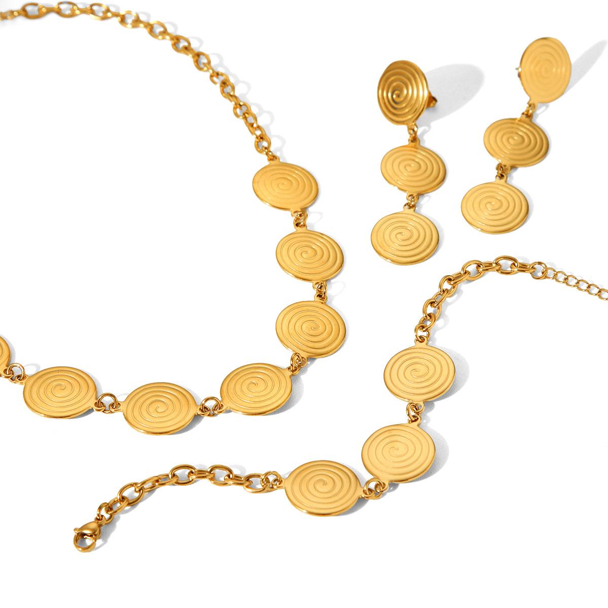 Threaded Circle Stainless Steel Necklace for Women, Non-fading Titanium Steel Bracelet, 18K Gold Fashion Earrings Jewelry
Threaded Circle Stainless Steel Necklace for Women, Non-fading Titanium Steel Bracelet, 18K Gold Fashion Earrings Jewelry