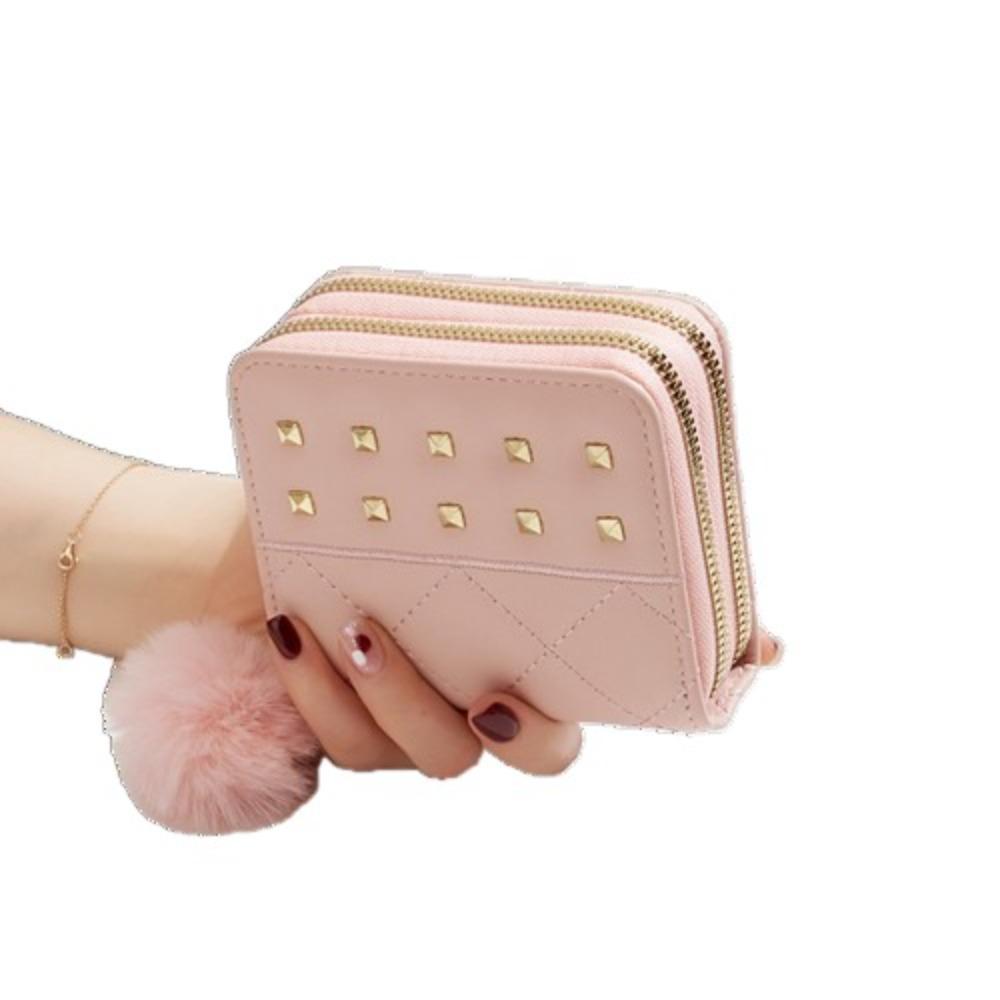 Rivets Woman Clutch Wallet Double Zipper Square Card Bag Causal Women Long Purse Travel Pink Short
Rivets Woman Clutch Wallet Double Zipper Square Card Bag Causal Women Long Purse Travel Pink Short