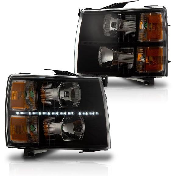 LED Headlights Assembly Compatible with 2007 2008 2009 2010 2011 2012 2013 2014 Chevy Silverado LED DRL Strip Headlight(Clear lens Chrome Housing Clear lens Black Housing
LED Headlights Assembly Compatible with 2007 2008 2009 2010 2011 2012 2013 2014 Chevy Silverado LED DRL Strip Headlight(Clear lens Chrome Housing Clear lens Black Housing