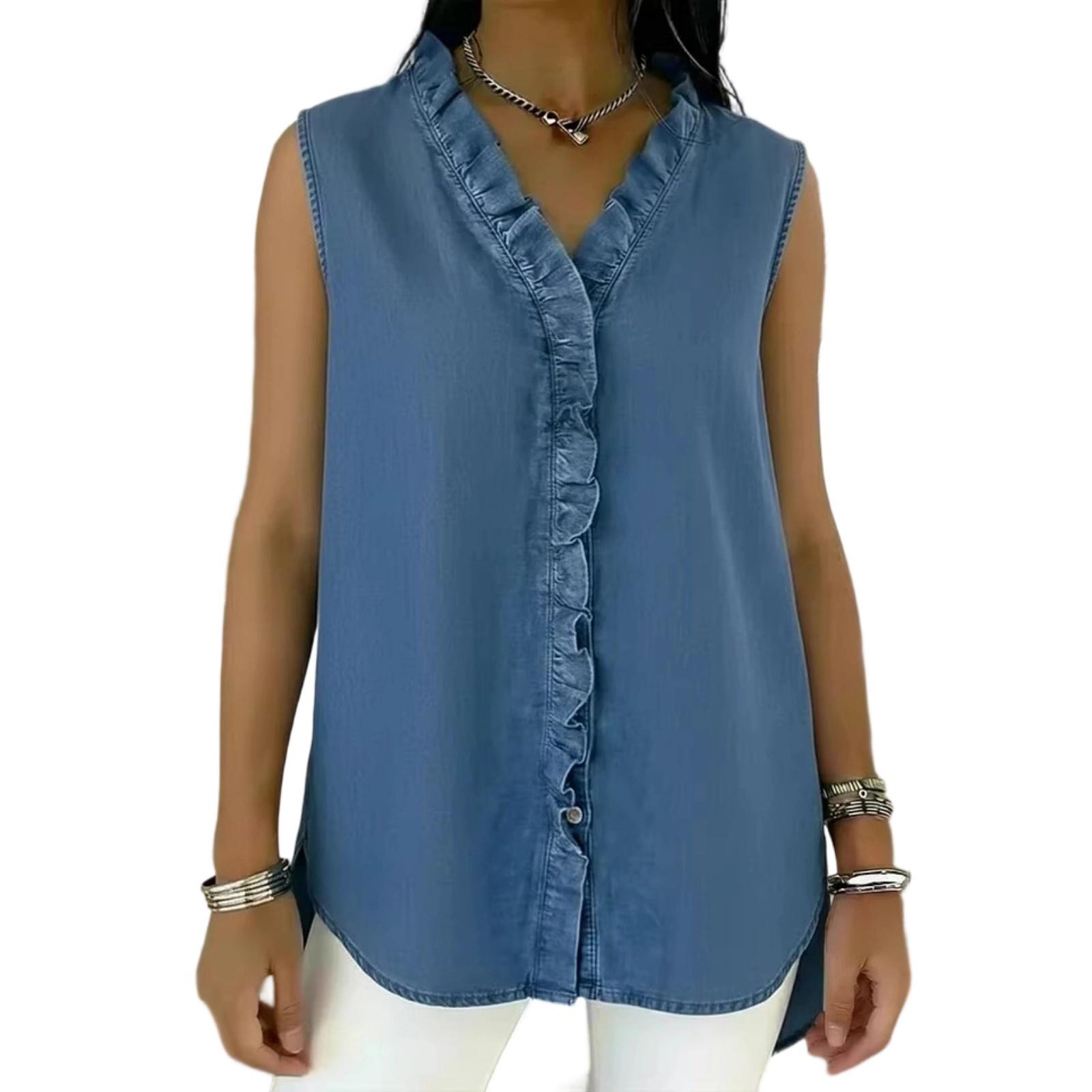 Жіночий топ без рукавів, повсякденна зручна блузка S синій
Жіночий топ без рукавів, повсякденна зручна блузка S синій