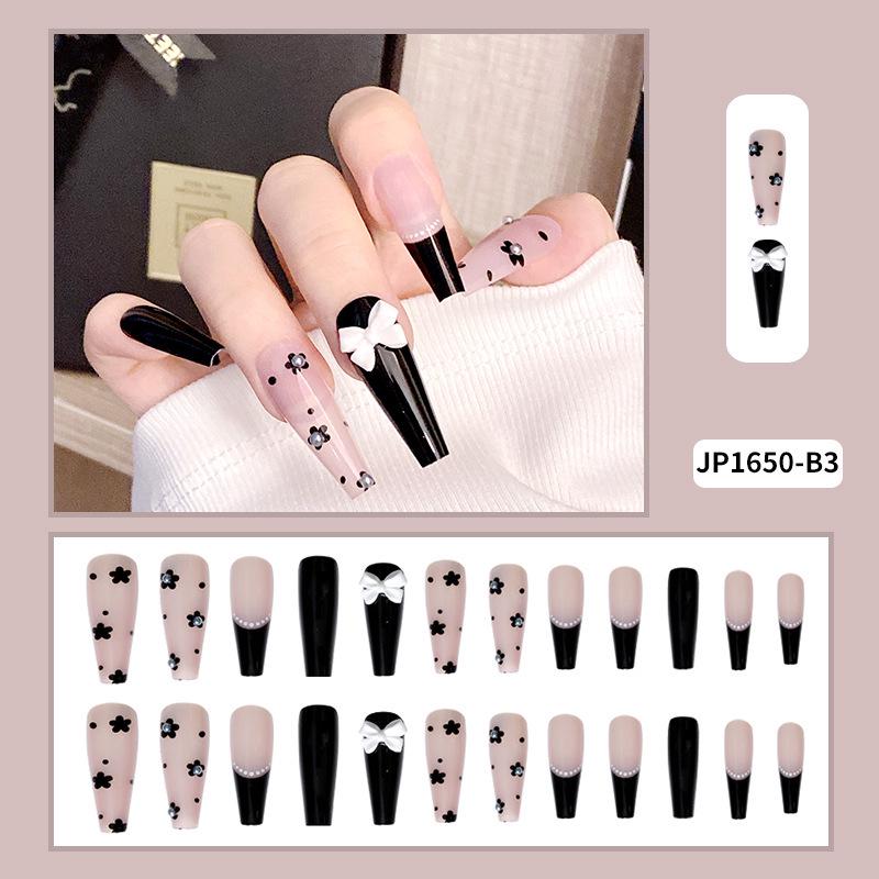 Black Ballet Style Rhinestone Press-on Nails with Detachable Flower Bow—Extra Long Tips
Black Ballet Style Rhinestone Press-on Nails with Detachable Flower Bow—Extra Long Tips