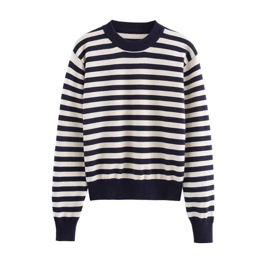 2025 Spring Women s Versatile Striped Pullover: Round Neck, Long Sleeve, Short Loose Knit Top Large
2025 Spring Women s Versatile Striped Pullover: Round Neck, Long Sleeve, Short Loose Knit Top Large