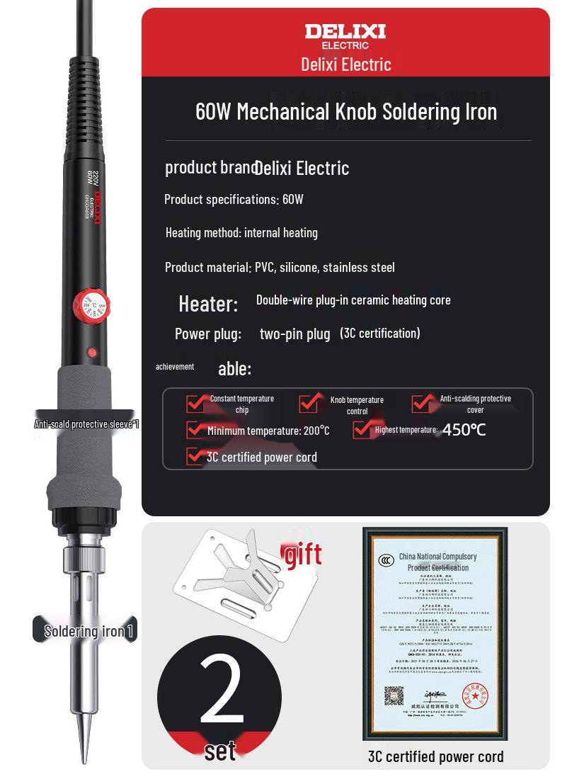 Delixi Electric Professional Soldering Iron for Household and Small Repairs
Delixi Electric Professional Soldering Iron for Household and Small Repairs