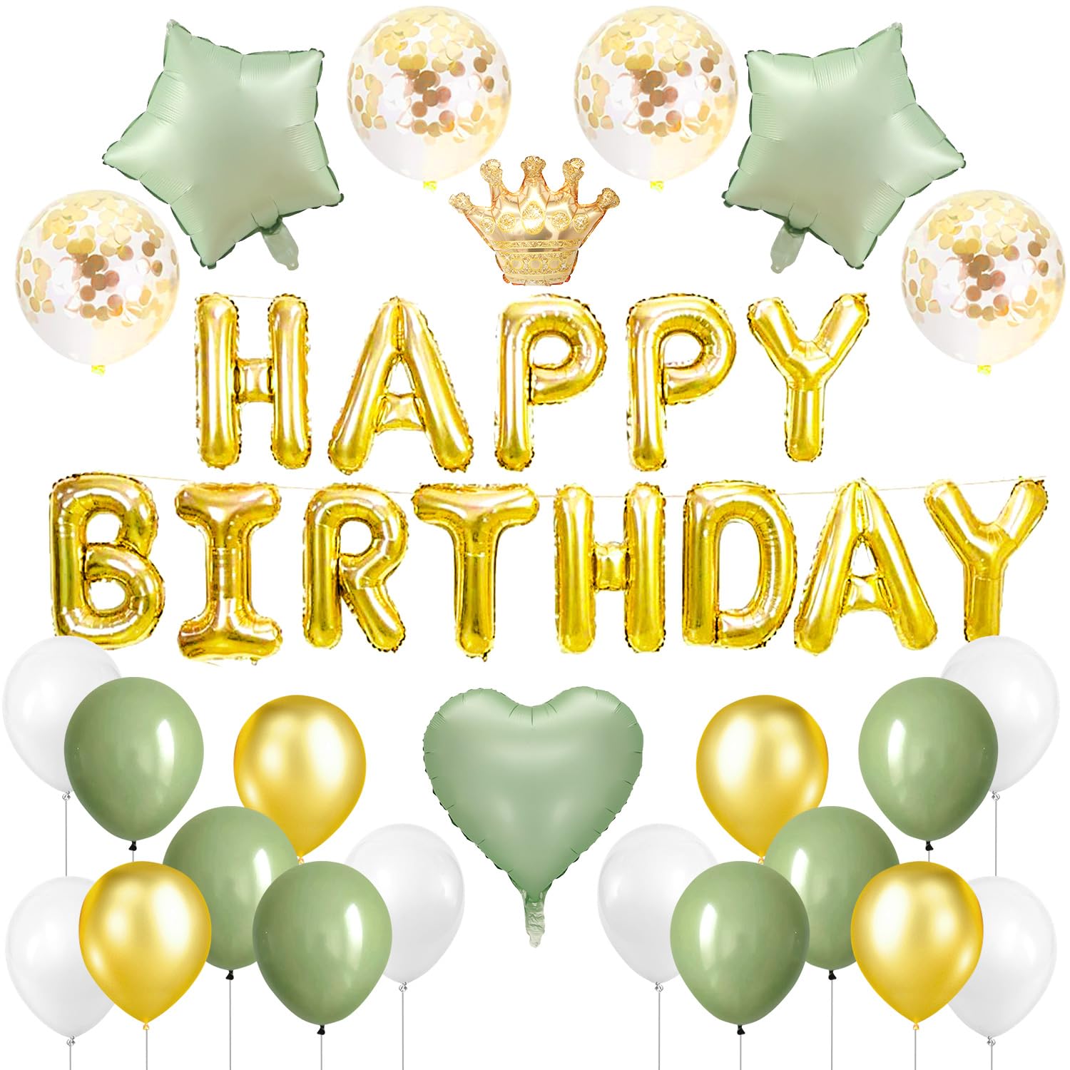 Iysoll Birthday Balloon Decoration Set Garland Heart Confetti Balloons Double-sided Tape Ribbon Green Gold
Iysoll Birthday Balloon Decoration Set Garland Heart Confetti Balloons Double-sided Tape Ribbon Green Gold