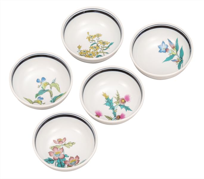 Kutani ware Iwataya 3.5 size small bowl set with floral and plant motifs K9-201
Kutani ware Iwataya 3.5 size small bowl set with floral and plant motifs K9-201