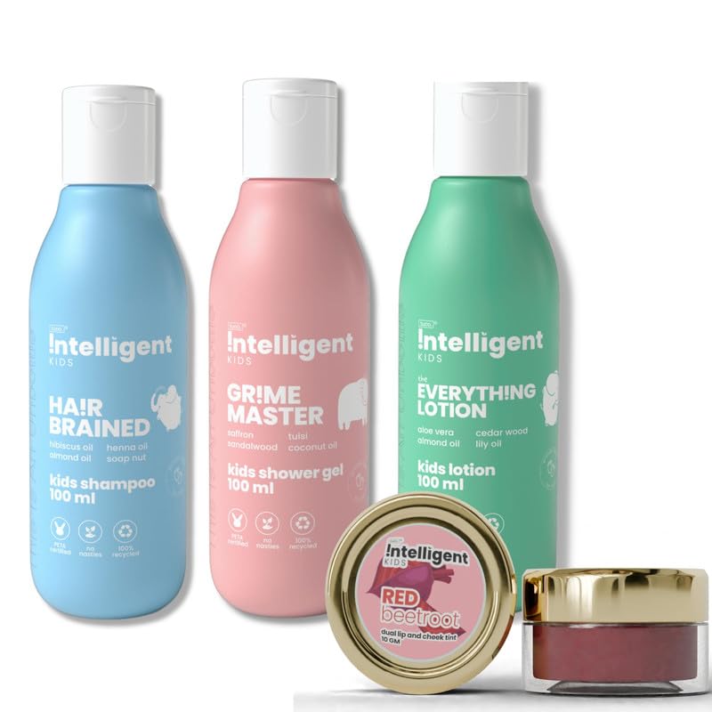 TuCo Kids Combo Pack - Mild Shampoo, Shower Gel & Body Lotion (100ml each), Beetroot Lip Tint (10gm), for Ages 3+, Paraben & Sulphate Free
TuCo Kids Combo Pack - Mild Shampoo, Shower Gel & Body Lotion (100ml each), Beetroot Lip Tint (10gm), for Ages 3+, Paraben & Sulphate Free