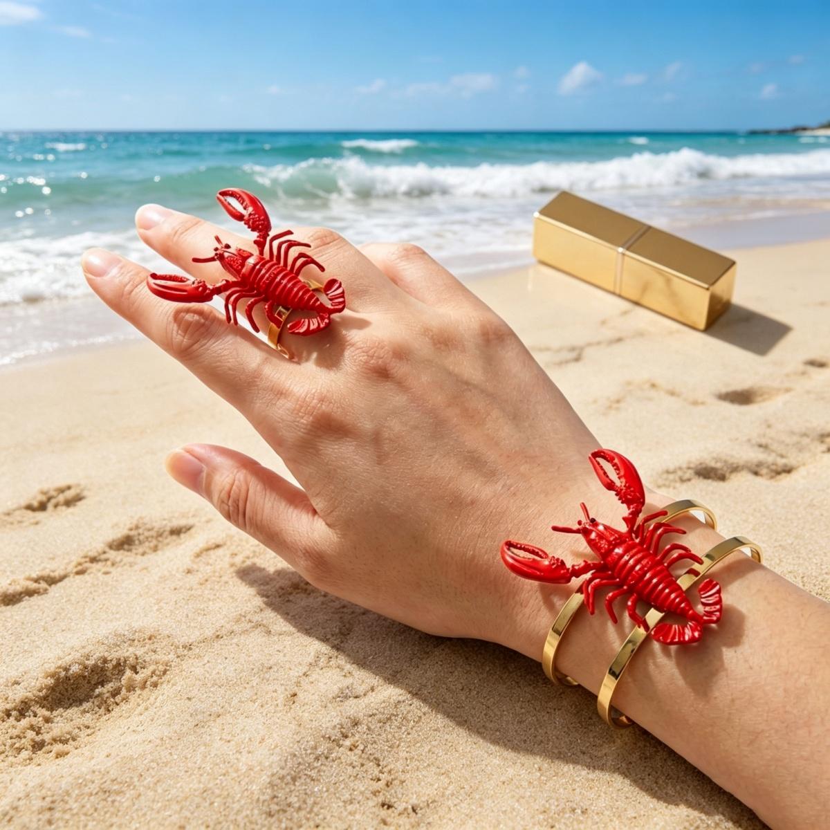 Novelty Red Lobster Ring Bangle Set Women Funny 3D Crawfish Ocean Animal Jewelry For Beach Vacation Party Jewelry
Novelty Red Lobster Ring Bangle Set Women Funny 3D Crawfish Ocean Animal Jewelry For Beach Vacation Party Jewelry