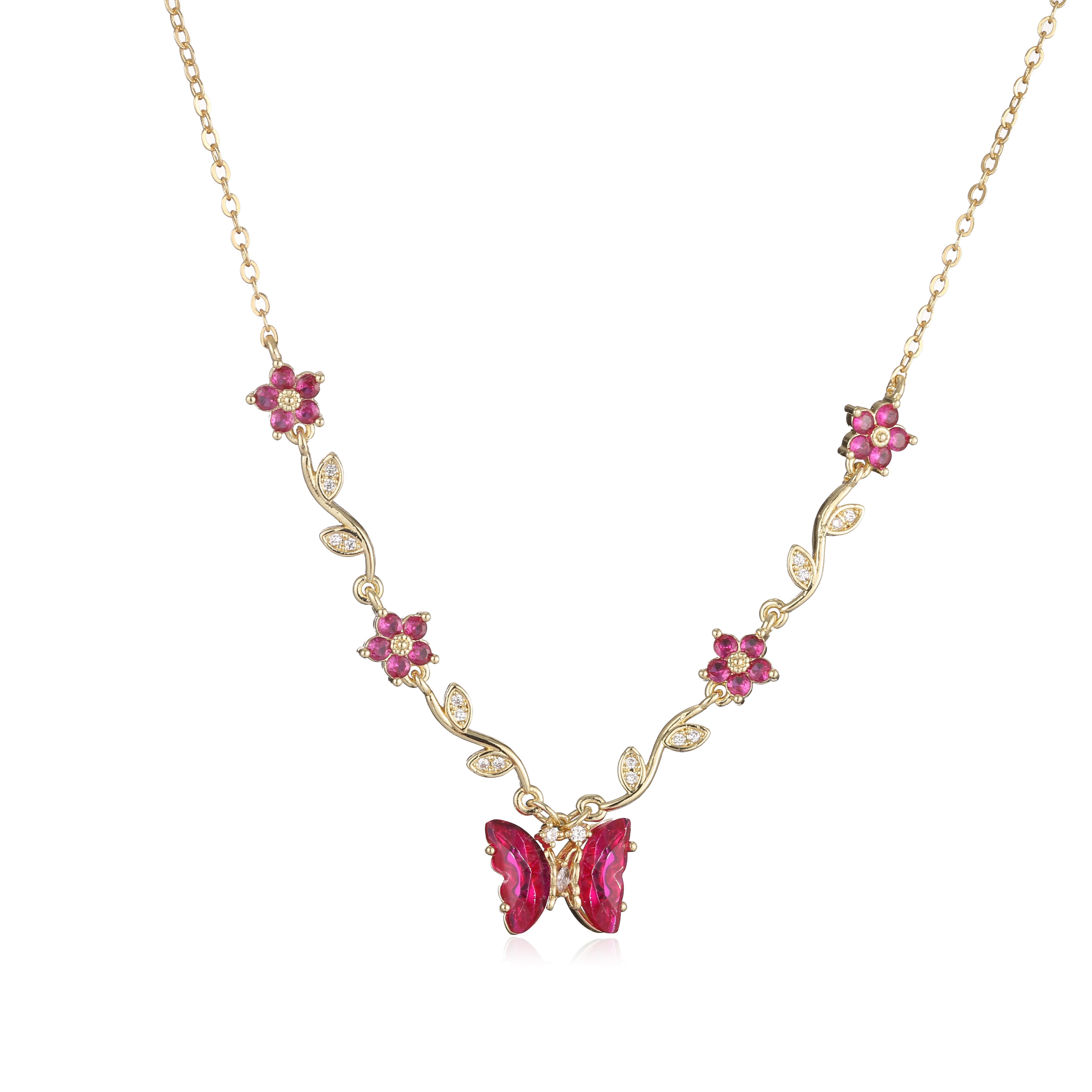 Translucent Zircon Vine-Patterned Butterfly Flower Charm Necklace: Exquisite and Sweet French-Style Jewellery for Women рожевий червоний колір
Translucent Zircon Vine-Patterned Butterfly Flower Charm Necklace: Exquisite and Sweet French-Style Jewellery for Women рожевий червоний колір