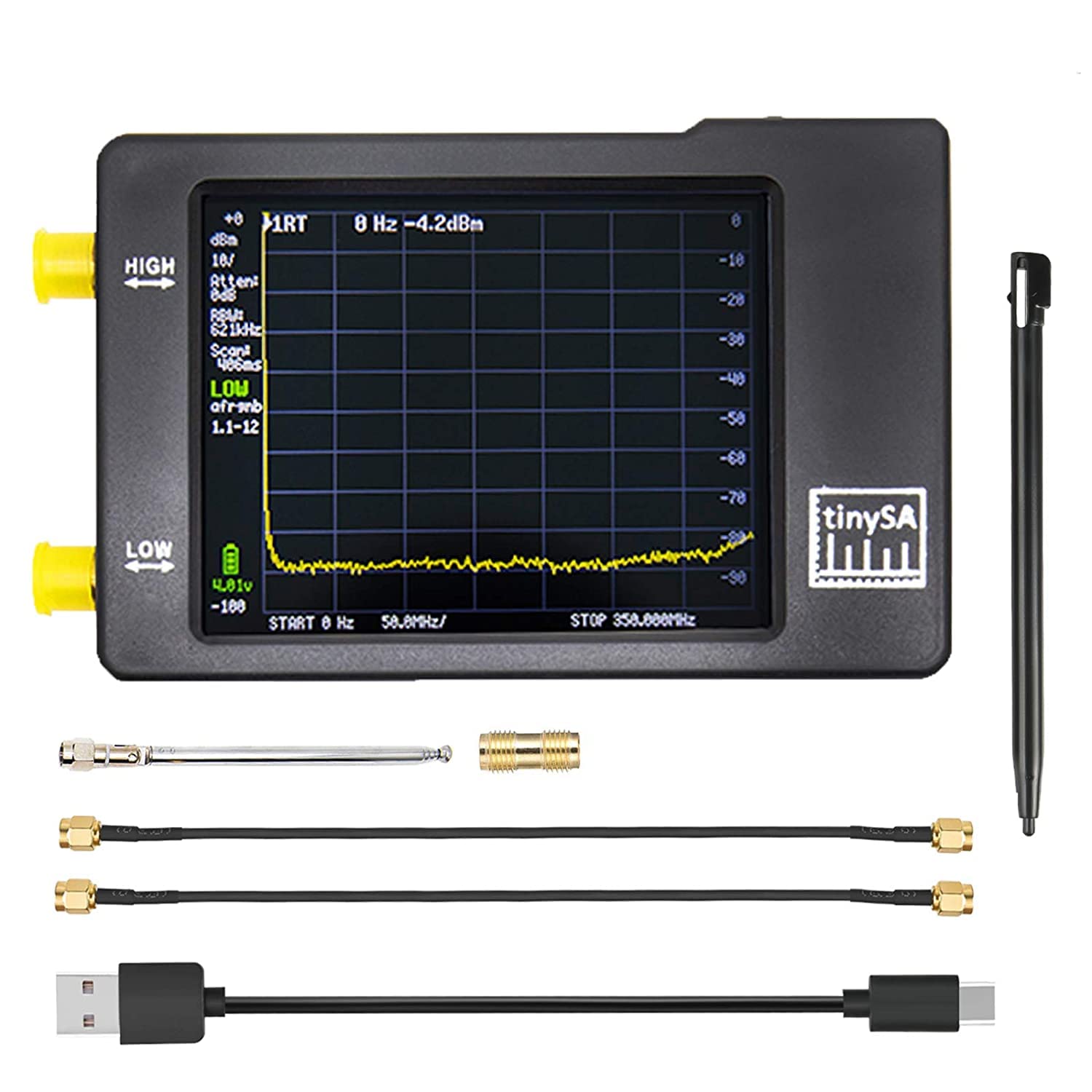 Dearsee TinySA Spectrum Analyzer Frequency Analyzer UHF Input Touch Screen Spectrum Analyzer Antenna Analyzer Spectrum Analyzer Signal Generator
Dearsee TinySA Spectrum Analyzer Frequency Analyzer UHF Input Touch Screen Spectrum Analyzer Antenna Analyzer Spectrum Analyzer Signal Generator