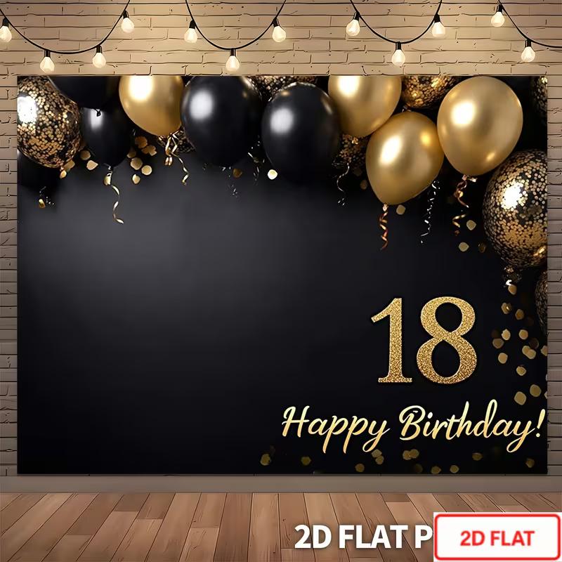 2D Black Gold Glitter 18th Happy Birthday Photography Background Cloth 47.2x31.5inch/120*80cm
2D Black Gold Glitter 18th Happy Birthday Photography Background Cloth 47.2x31.5inch/120*80cm