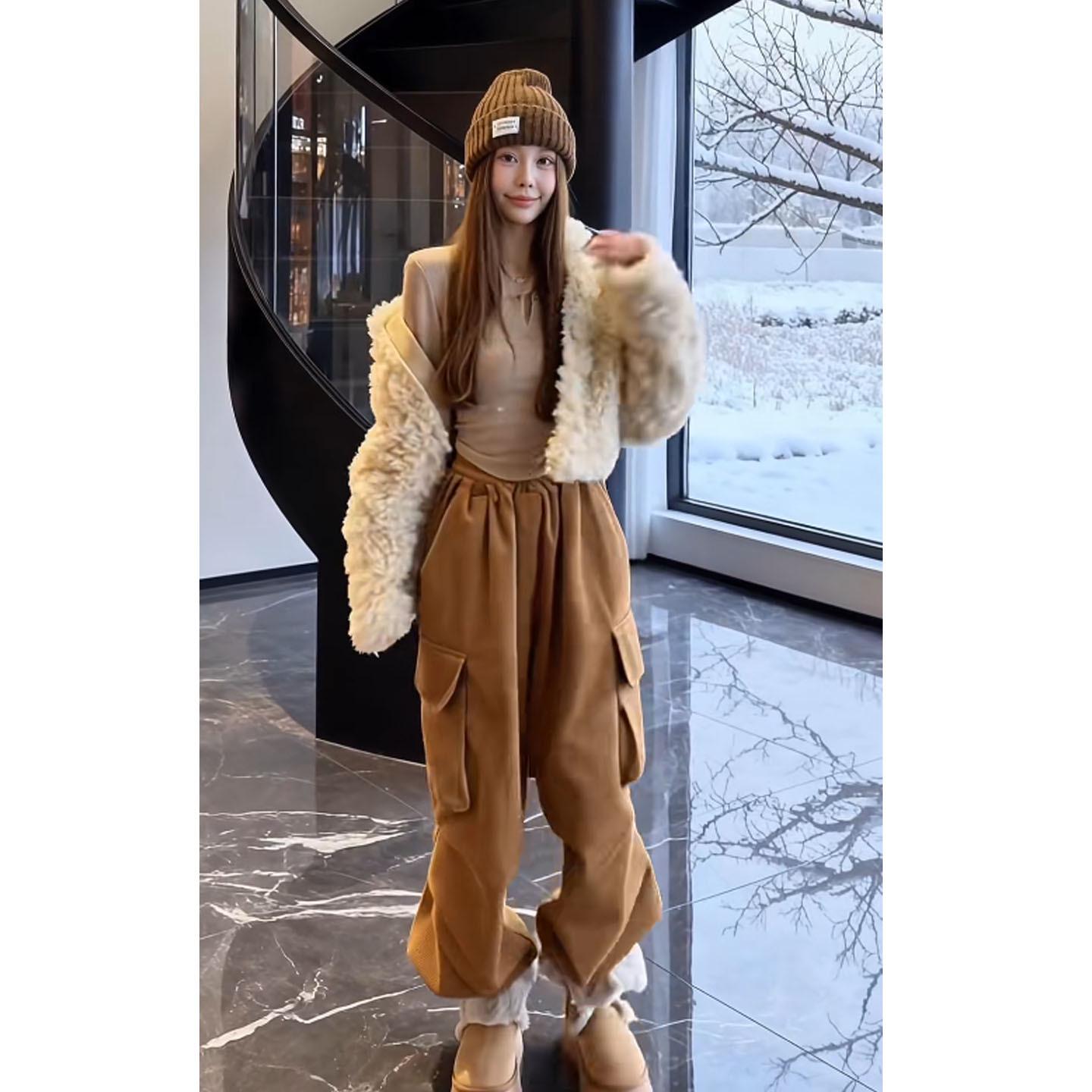 Winter High-End Hooded Lamb Wool Coat & Retro Meilade Workwear Wide-Leg Pants Two-Piece Set S (80-95 jin)
Winter High-End Hooded Lamb Wool Coat & Retro Meilade Workwear Wide-Leg Pants Two-Piece Set S (80-95 jin)