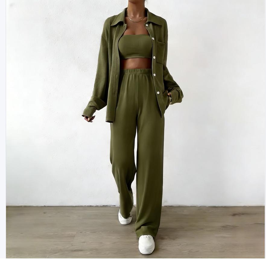 High-Waisted European & American Women s Autumn Long-Sleeve Shirt Set with Long Pants and Lapel - New Niche Style Casual Wear L армия зеленый
High-Waisted European & American Women s Autumn Long-Sleeve Shirt Set with Long Pants and Lapel - New Niche Style Casual Wear L армия зеленый