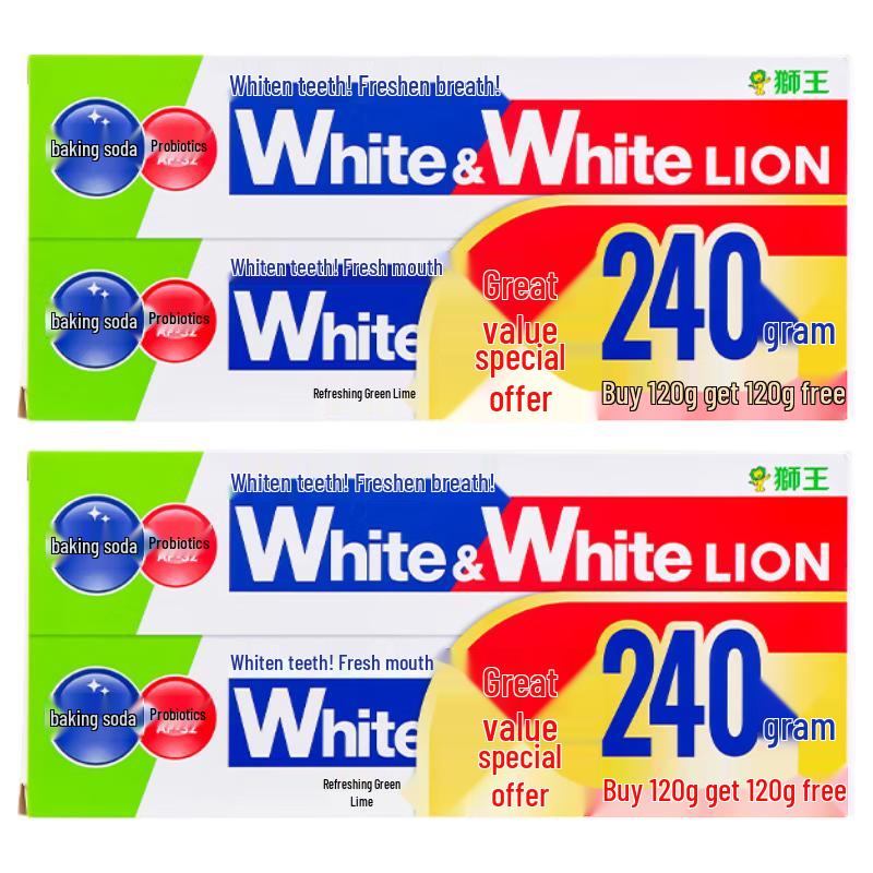 Lion King Baking Soda Whitening Toothpaste, Cool Lemon Mint Value Pack 240g x 2 tubes
Lion King Baking Soda Whitening Toothpaste, Cool Lemon Mint Value Pack 240g x 2 tubes