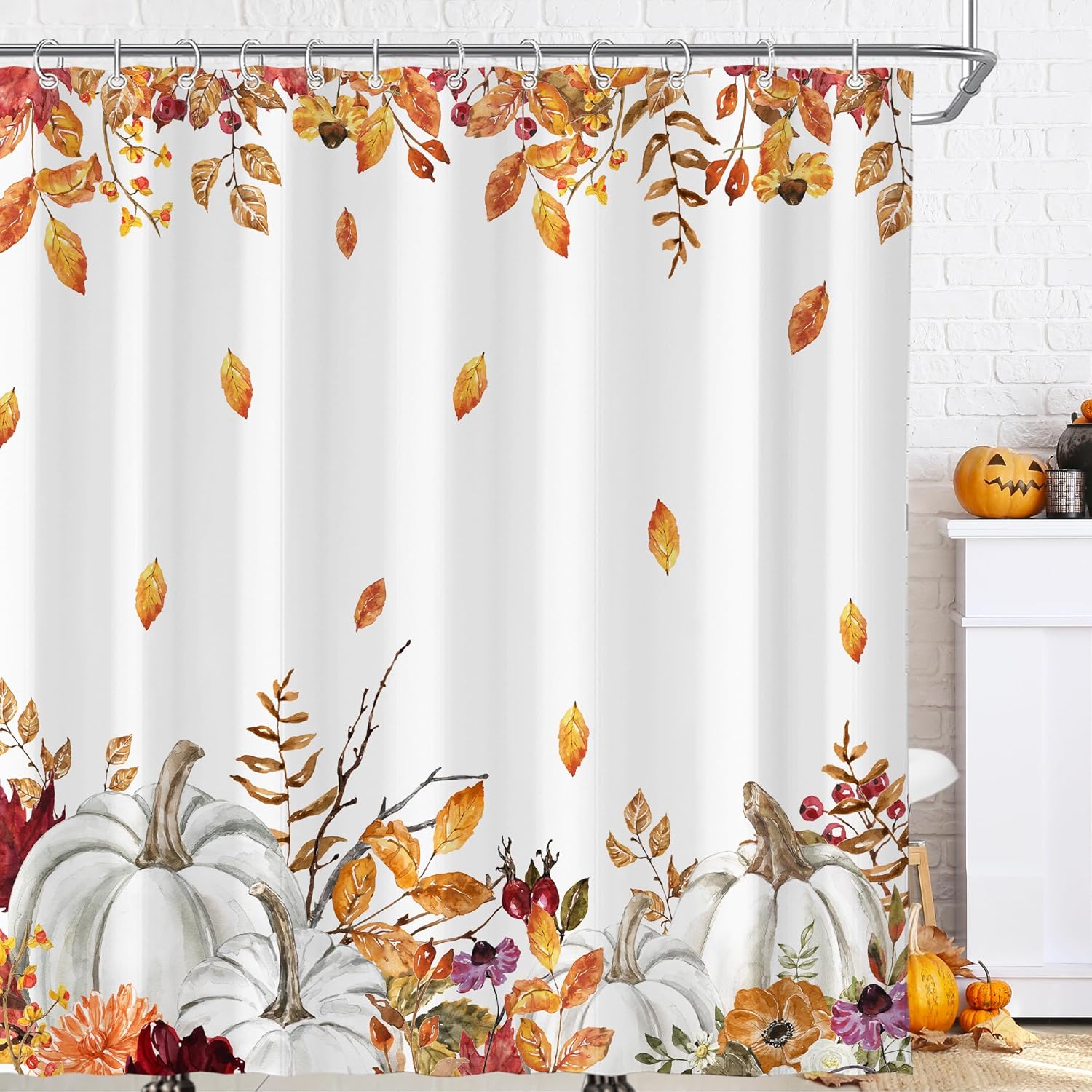 Fall Leaves Pumpkins Shower Curtain Autumn Decor Bathroom Set Watercolor Harvest Theme White Pumpkin Pattern Bath Accessories W60H190(CM)-1 Pcs
Fall Leaves Pumpkins Shower Curtain Autumn Decor Bathroom Set Watercolor Harvest Theme White Pumpkin Pattern Bath Accessories W60H190(CM)-1 Pcs