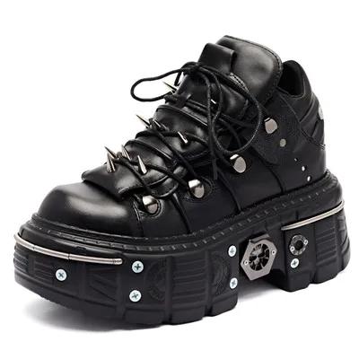 Punk Women Lace-Up Ankle Botas Mujer 2026 Rivet Metal Decoration Round Toe Thick Bottom Boots Woman Nightclub Rock Platform Shoe 36 чорний
Punk Women Lace-Up Ankle Botas Mujer 2026 Rivet Metal Decoration Round Toe Thick Bottom Boots Woman Nightclub Rock Platform Shoe 36 чорний