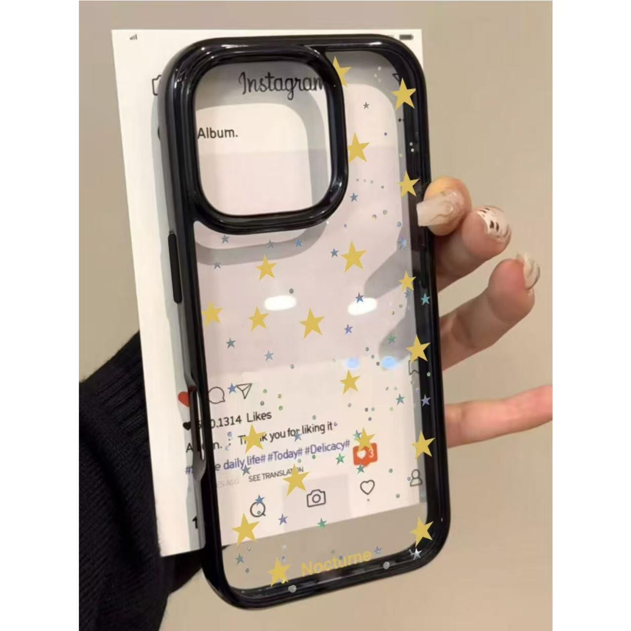 Black Frame INS Style with Sparkling Stars for 17Pro Max/16 Cute/15Pro/14/13 iPhone 14 Pro
Black Frame INS Style with Sparkling Stars for 17Pro Max/16 Cute/15Pro/14/13 iPhone 14 Pro