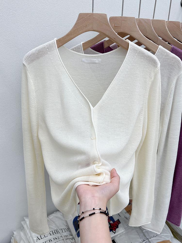 Korean Cardigan Women Thin Summer Casual Solid Feminino Sun-proof All-match Knitted V-neck Sweet Style Candy Color Basic Daily One Size світло-фіолетового кольору
Korean Cardigan Women Thin Summer Casual Solid Feminino Sun-proof All-match Knitted V-neck Sweet Style Candy Color Basic Daily One Size світло-фіолетового кольору