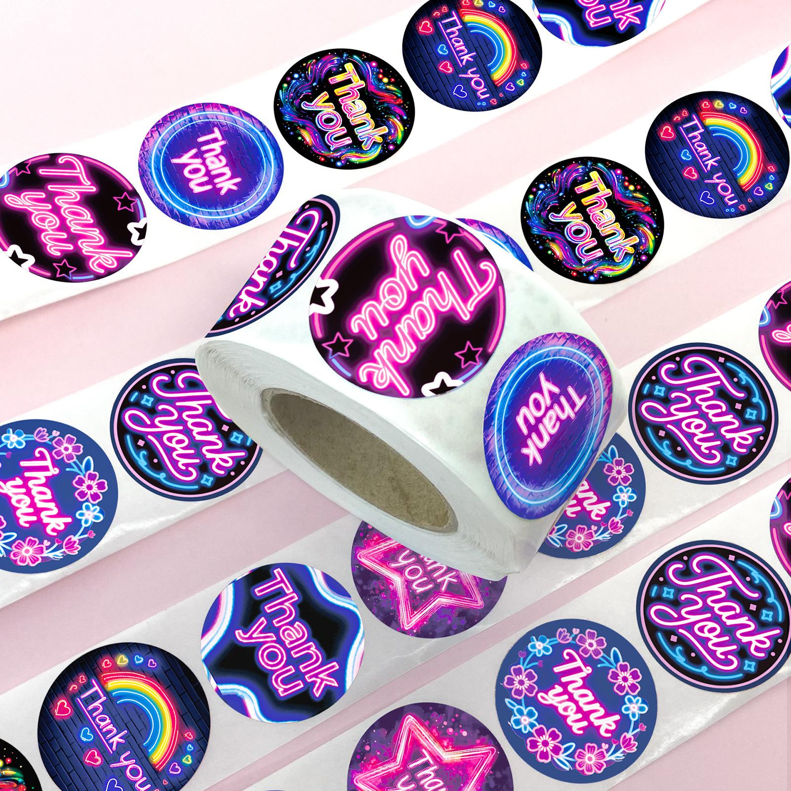 500 Sheets/Roll Neon Roll Roll Sticker Thank You Theme 8 Pattern Cycle Colorful Creative Round Sticker
500 Sheets/Roll Neon Roll Roll Sticker Thank You Theme 8 Pattern Cycle Colorful Creative Round Sticker