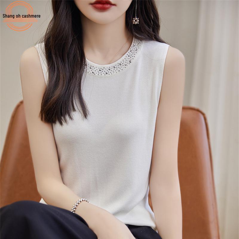 Trendy Ice Silk Sleeveless Knit Top: Women s Hot Drill Fashion Camisole with Round Neck M белый
Trendy Ice Silk Sleeveless Knit Top: Women s Hot Drill Fashion Camisole with Round Neck M белый