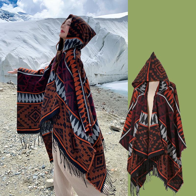 2024 Women s Hooded Travel Shawl Cape: Thickened, Warm, and Stylish Outdoor Cloak Scarf 130x150 CM
2024 Women s Hooded Travel Shawl Cape: Thickened, Warm, and Stylish Outdoor Cloak Scarf 130x150 CM