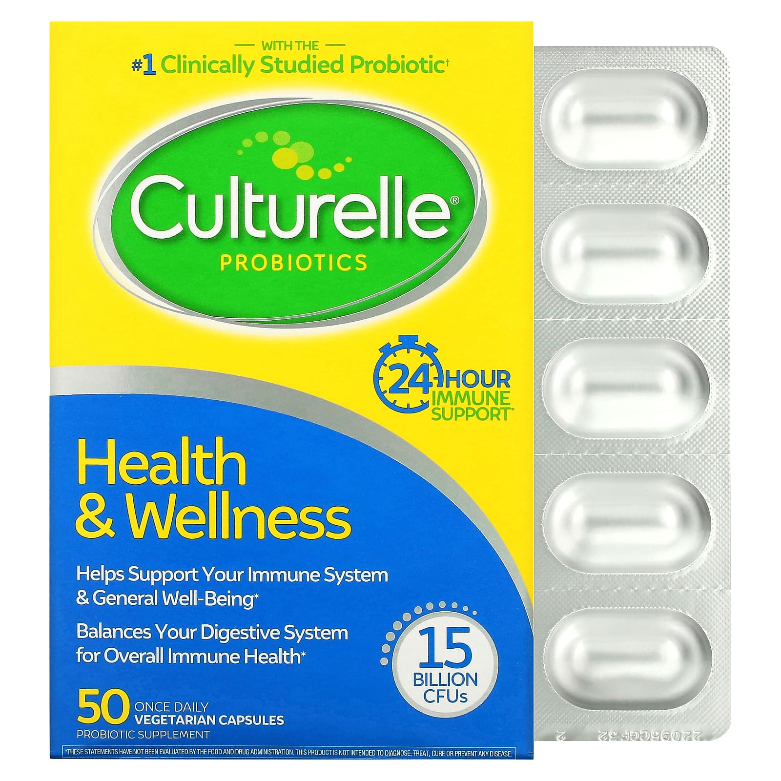 Culturelle, пробіотики, здоров я та самопочуття, 15 мільярдів КУО, один раз на день, 50 вегетаріанських капсул
Culturelle, пробіотики, здоров я та самопочуття, 15 мільярдів КУО, один раз на день, 50 вегетаріанських капсул