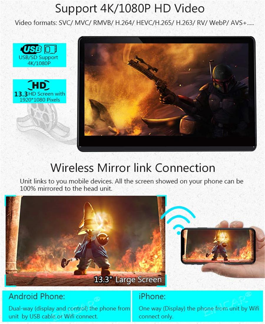 2 шт. 13,3 Автомобильный монитор на подголовник Android 11 Плеер 4+64 ГБ Bluetooth Сенсорный экран
2 шт. 13,3 Автомобильный монитор на подголовник Android 11 Плеер 4+64 ГБ Bluetooth Сенсорный экран