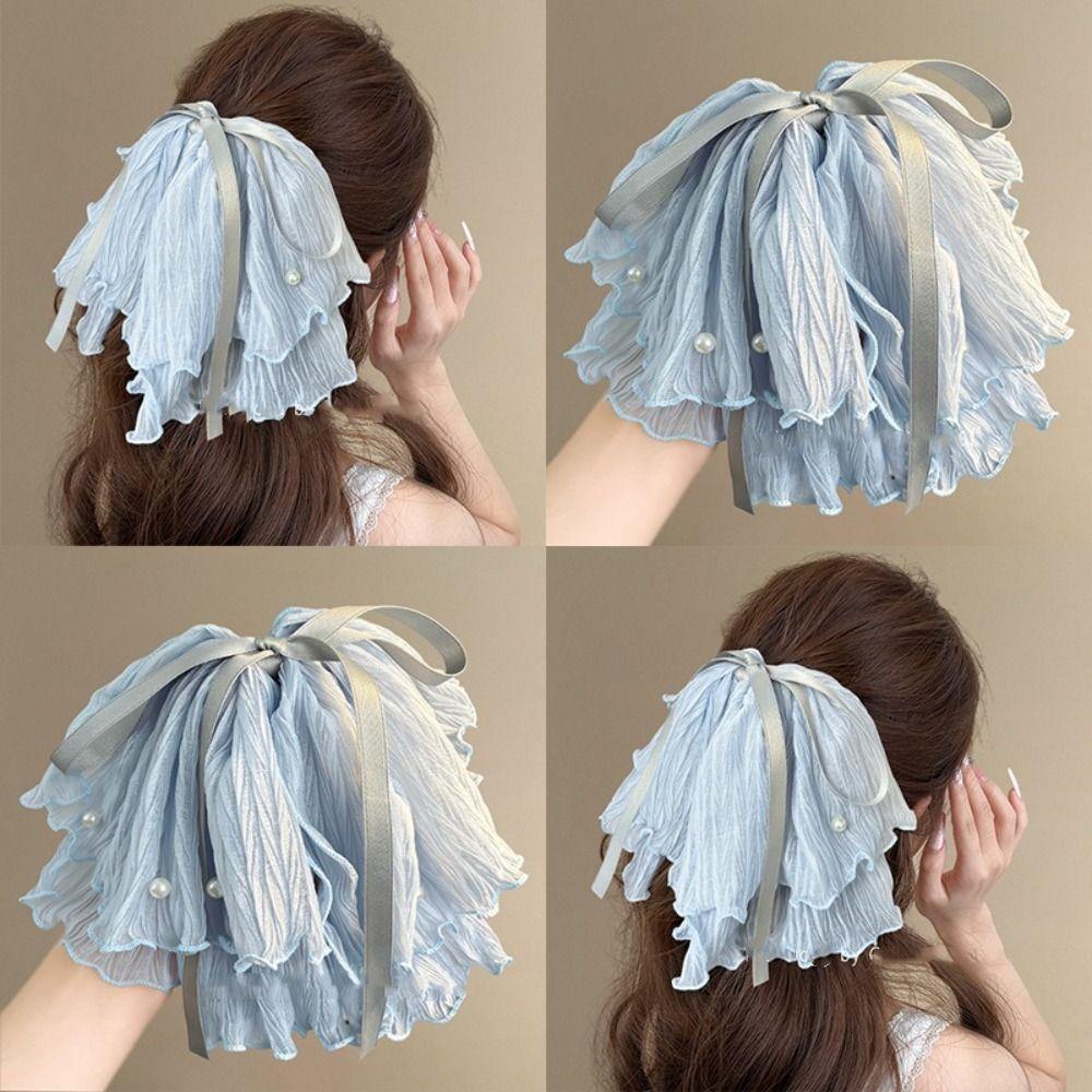 Elegant Large Bowknot Shark Clip Korean Style Pearl Bow Half-tie Hair Clip for Women синій
Elegant Large Bowknot Shark Clip Korean Style Pearl Bow Half-tie Hair Clip for Women синій