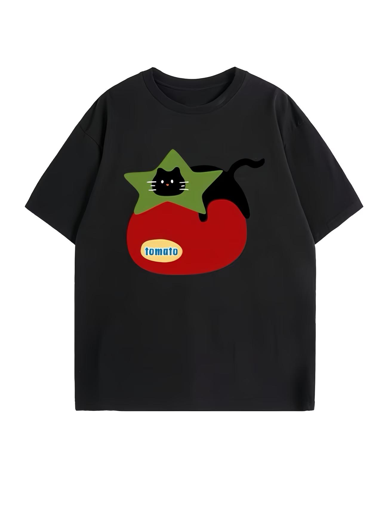 Cute Tomato Cat Graphic TShirt Women Funny Cartoon Animal Print Tee Summer Short Sleeve Casual Loose Fashion Top 3XL
Cute Tomato Cat Graphic TShirt Women Funny Cartoon Animal Print Tee Summer Short Sleeve Casual Loose Fashion Top 3XL