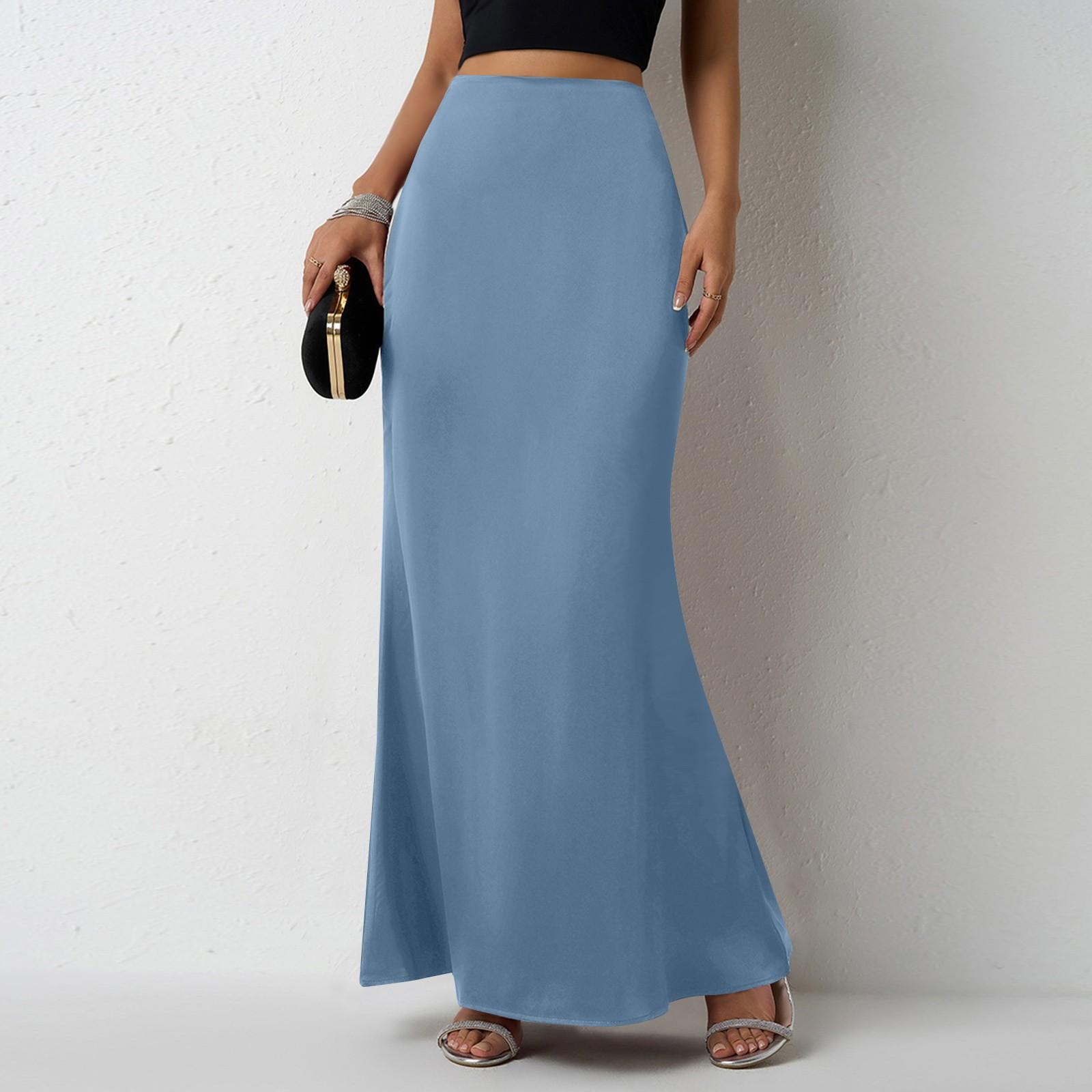 Женская модная и повседневная французская элегантная драпированная атласная юбка L