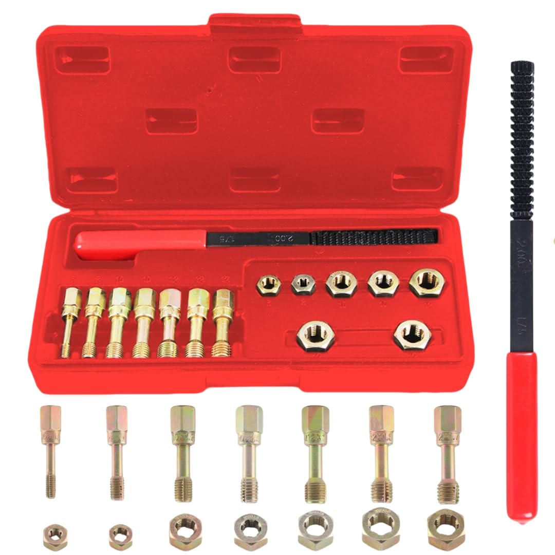 LOOKGOU Tap and Die Set 15 Pieces Thread Repair Kit for Bolt and Nut Repair M6x1 M8x1.25 M10x1.25 M10x1.5 M12x1.25 M12x1.5 M12x1.75
LOOKGOU Tap and Die Set 15 Pieces Thread Repair Kit for Bolt and Nut Repair M6x1 M8x1.25 M10x1.25 M10x1.5 M12x1.25 M12x1.5 M12x1.75
