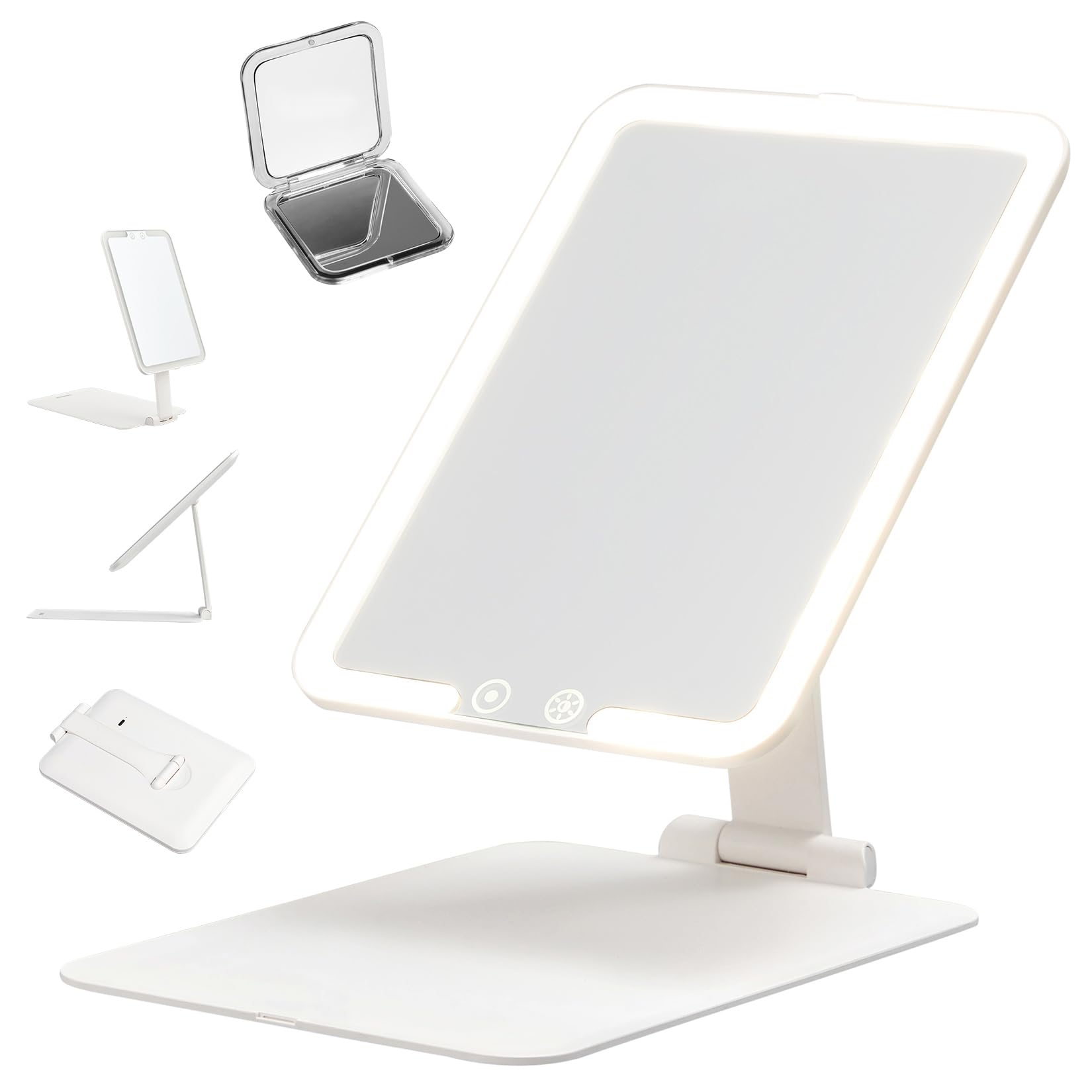 Зеркало для макияжа Garvee с LED, настольное складное зеркало с 10-кратным увеличением, мини, с бесступенчатой регулировкой 3 цветов, регулируемым углом наклона, зеркало, зеркало, белый
Зеркало для макияжа Garvee с LED, настольное складное зеркало с 10-кратным увеличением, мини, с бесступенчатой регулировкой 3 цветов, регулируемым углом наклона, зеркало, зеркало, белый