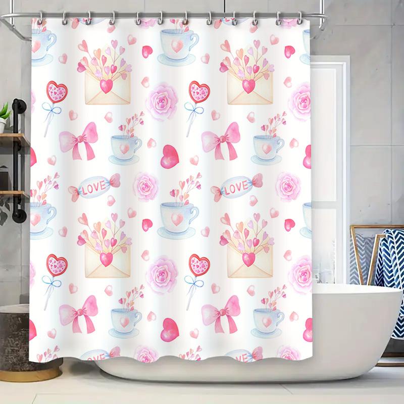 Romantic Watercolor Shower Curtain Set For Bathroom Decor Pink Flowers Hearts Design Waterproof Fabric Material With Hooks Inclu W60H190(CM)-1 Pcs
Romantic Watercolor Shower Curtain Set For Bathroom Decor Pink Flowers Hearts Design Waterproof Fabric Material With Hooks Inclu W60H190(CM)-1 Pcs