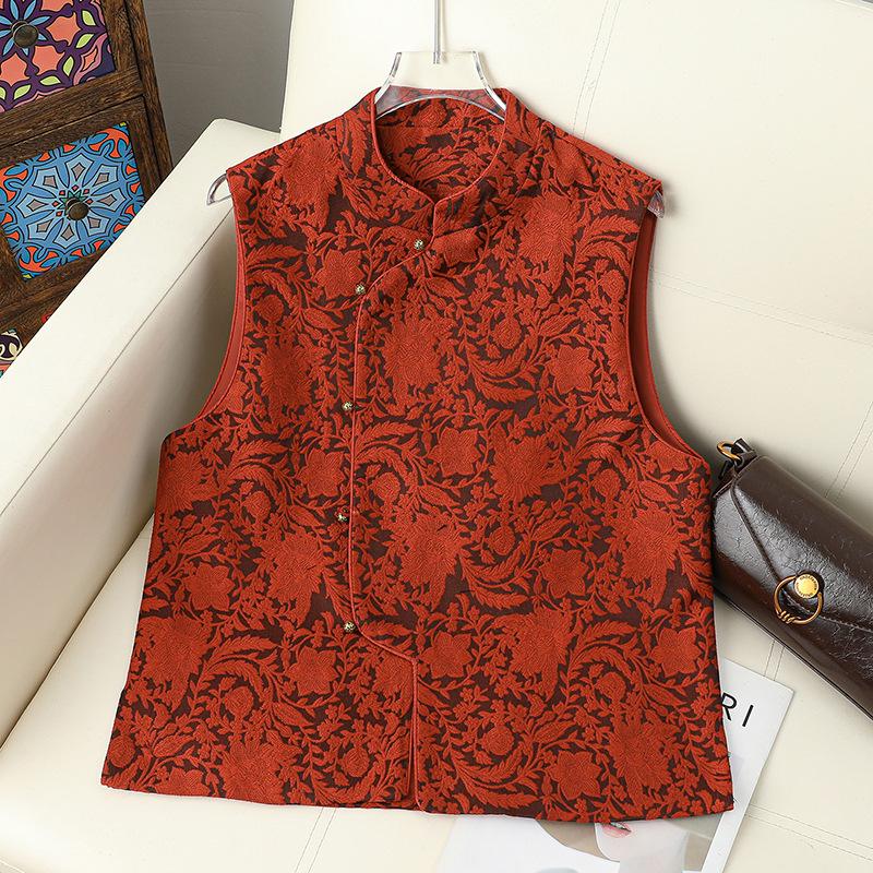 Jacquard Frog Button Vest for Middle-aged & Elderly Women - Stand Collar, Loose Fit, Perfect for Spring & Autumn Large червоний
Jacquard Frog Button Vest for Middle-aged & Elderly Women - Stand Collar, Loose Fit, Perfect for Spring & Autumn Large червоний