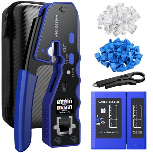 Proster RJ45 Crimping Tool, Compatible with CAT6A, CAT6, and CAT5E, LAN Tester, Penetrating Crimping Tool, Crimping Pliers, Crimping and Cutting RJ45
Proster RJ45 Crimping Tool, Compatible with CAT6A, CAT6, and CAT5E, LAN Tester, Penetrating Crimping Tool, Crimping Pliers, Crimping and Cutting RJ45