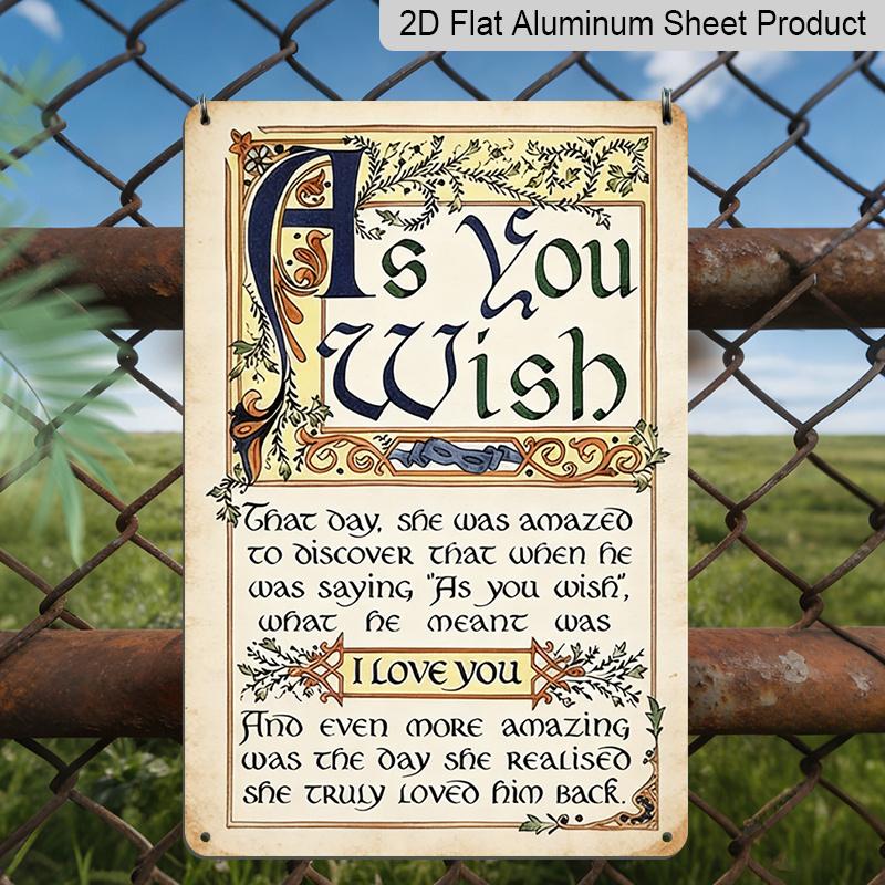 2D Flat, 1pc Vintage As You Wish Love Story Metal Sign - Romantic Wall Art Plaque Suitable for Bedroom, Bar, Garage, Garden, Outdoor Decor 20*30cm
2D Flat, 1pc Vintage As You Wish Love Story Metal Sign - Romantic Wall Art Plaque Suitable for Bedroom, Bar, Garage, Garden, Outdoor Decor 20*30cm