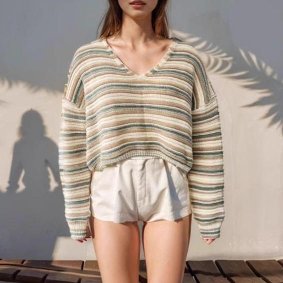 Women s Autumn and Winter Sweater New Loose V-Neck Long Sleeve Striped Knit Top L світло-жовтого кольору
Women s Autumn and Winter Sweater New Loose V-Neck Long Sleeve Striped Knit Top L світло-жовтого кольору