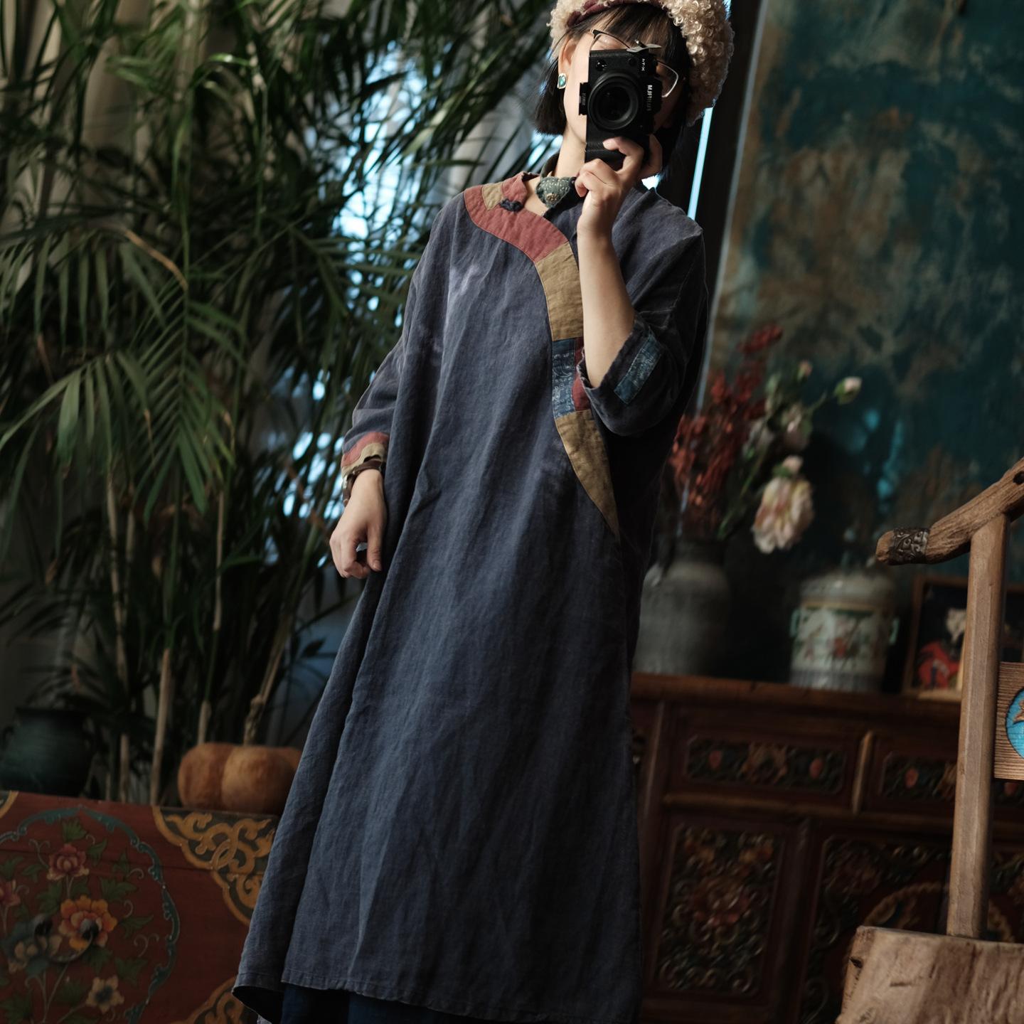 Johnature Women Vintage Dresses Spring Chinese Style Patchwork Long Sleeve High Quality A-Line Dress One Size
Johnature Women Vintage Dresses Spring Chinese Style Patchwork Long Sleeve High Quality A-Line Dress One Size