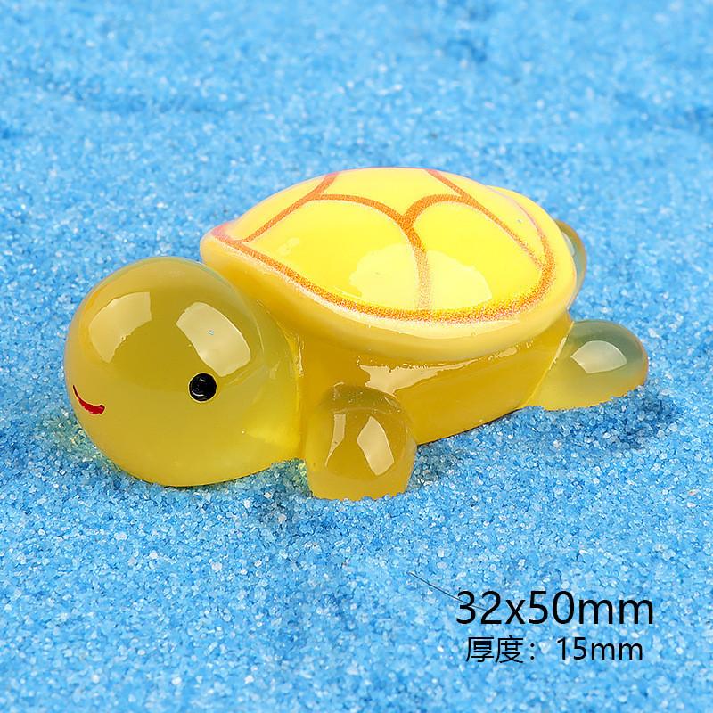 1 шт., светящиеся миниатюры черепах с героями мультфильмов, светящиеся в темноте украшения из смолы, сказочные украшения для сада, мох, террариум, микропейзаж 3.2x5cm жёлтый