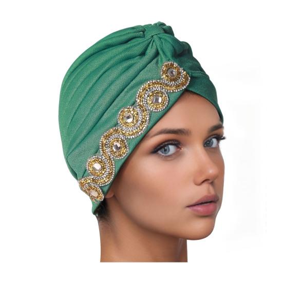 Women Headscarf Elastic Head Circumference Twisted Design Turban Hat with Rhinestones Decor Hair Accessories зелений
Women Headscarf Elastic Head Circumference Twisted Design Turban Hat with Rhinestones Decor Hair Accessories зелений