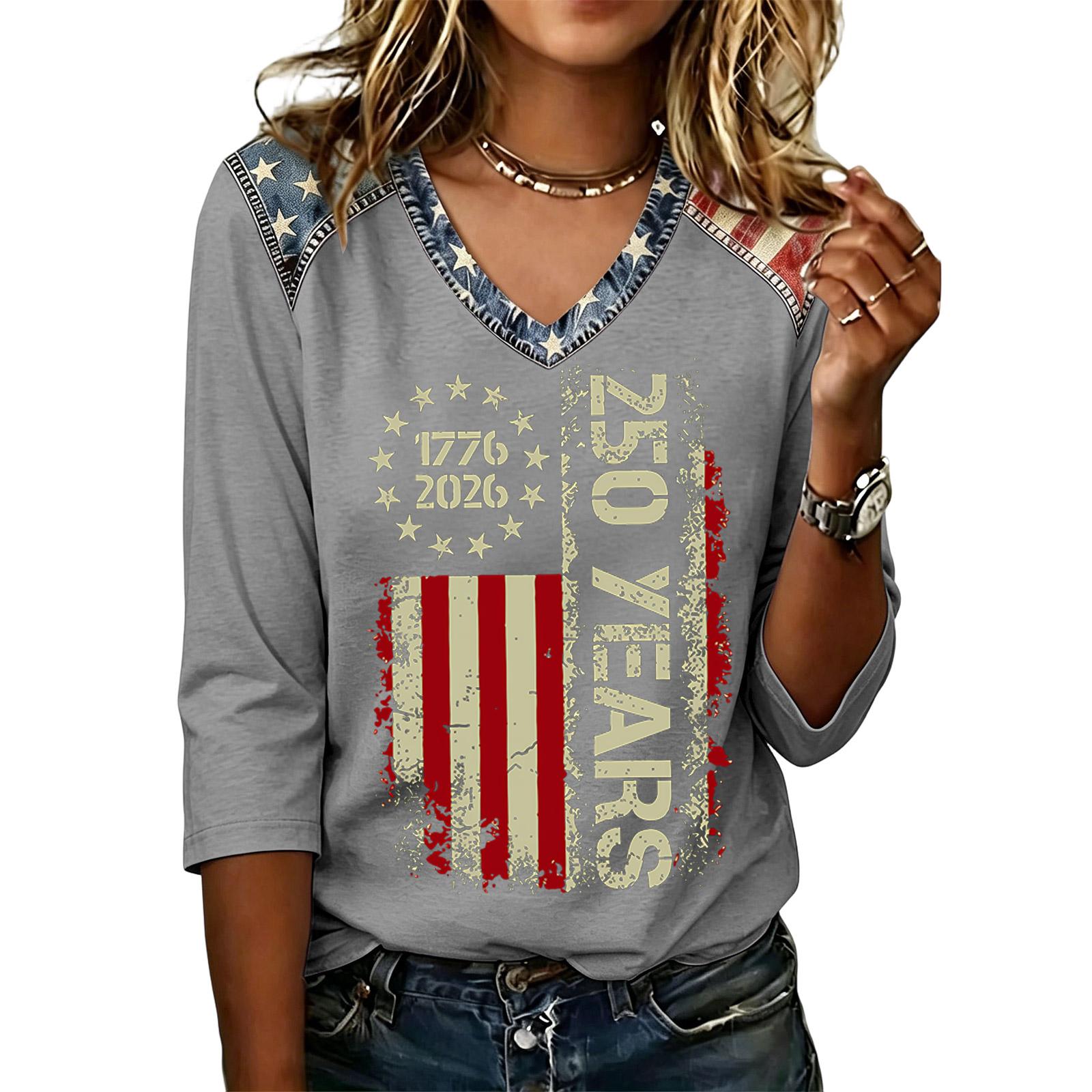 Womens Casual V Neck Top 250 Years 1776 2026 Printed Loose Fit Shirt Half Sleeve Patriotic Graphic Tee Comfortable Pullover XL
Womens Casual V Neck Top 250 Years 1776 2026 Printed Loose Fit Shirt Half Sleeve Patriotic Graphic Tee Comfortable Pullover XL