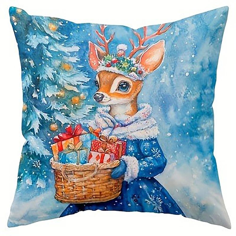 Christmas Pillowcases: Adorable Pet, Deer, Lamb & Snowman with Gift Baskets Sofa bed cushion cover, New Year home decoration 16x16Inch
Christmas Pillowcases: Adorable Pet, Deer, Lamb & Snowman with Gift Baskets Sofa bed cushion cover, New Year home decoration 16x16Inch