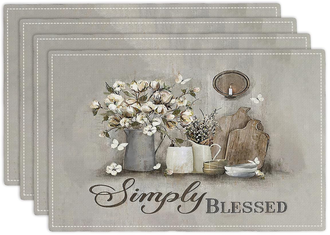 Blue Butterfly Placemats Set of 6, Farmhouse Country Rustic Just Breathe Place Mats Washable Double-Sided Table Mats for Dining Room Home Party Indoor Placemats 12 x18 , Set of 4
Blue Butterfly Placemats Set of 6, Farmhouse Country Rustic Just Breathe Place Mats Washable Double-Sided Table Mats for Dining Room Home Party Indoor Placemats 12 x18 , Set of 4