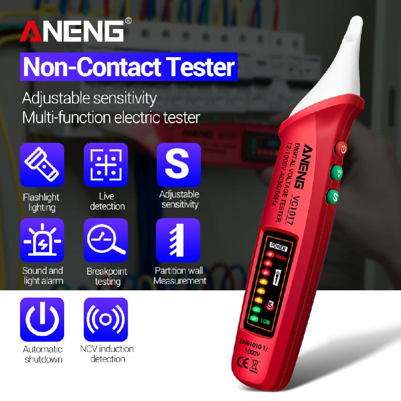 AC 12V-1000V Многофункциональный детектор напряжения Pen Test VC1017 Бесконтактный светодиодный электрический тестер
AC 12V-1000V Многофункциональный детектор напряжения Pen Test VC1017 Бесконтактный светодиодный электрический тестер