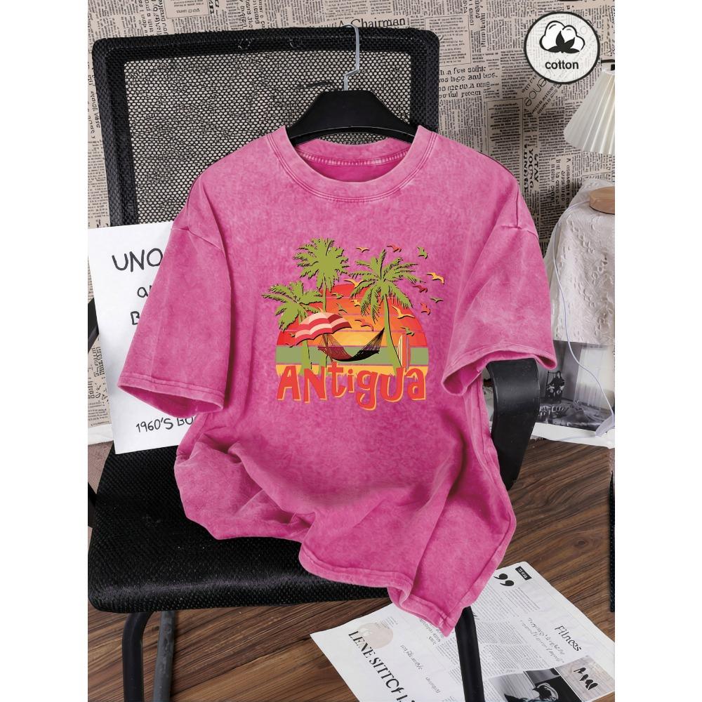 Antigua Beach Coconut Trees Printed Washed T-Shirts Women Summer Cotton T Shirt Comfortable Loose Short Sleeve Clothes 3XL
Antigua Beach Coconut Trees Printed Washed T-Shirts Women Summer Cotton T Shirt Comfortable Loose Short Sleeve Clothes 3XL
