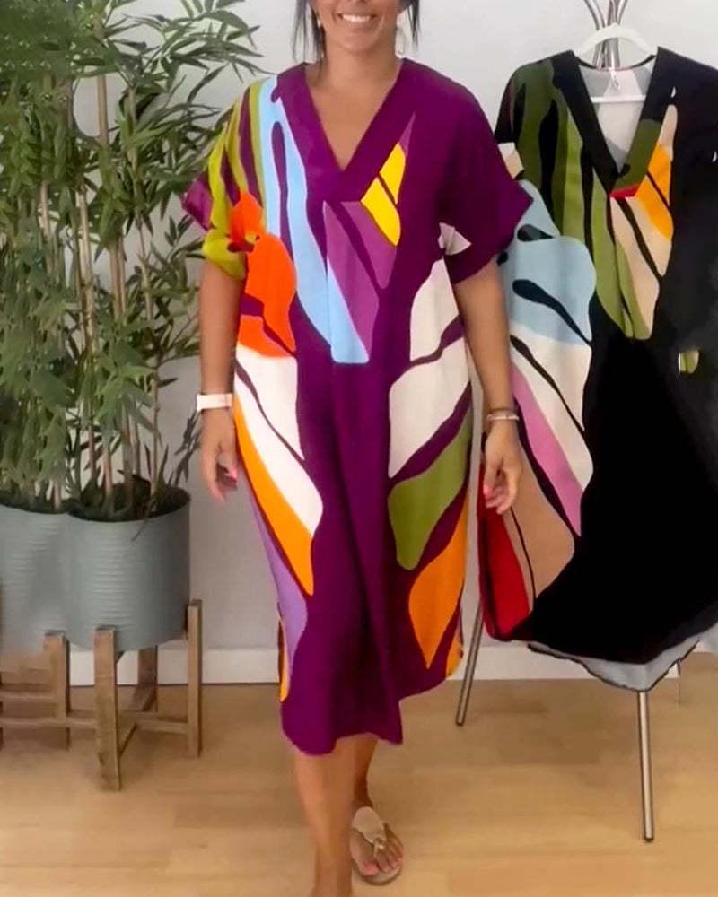 2026 Colorful Leaf Print Casual Dress Small фіолетовий
2026 Colorful Leaf Print Casual Dress Small фіолетовий