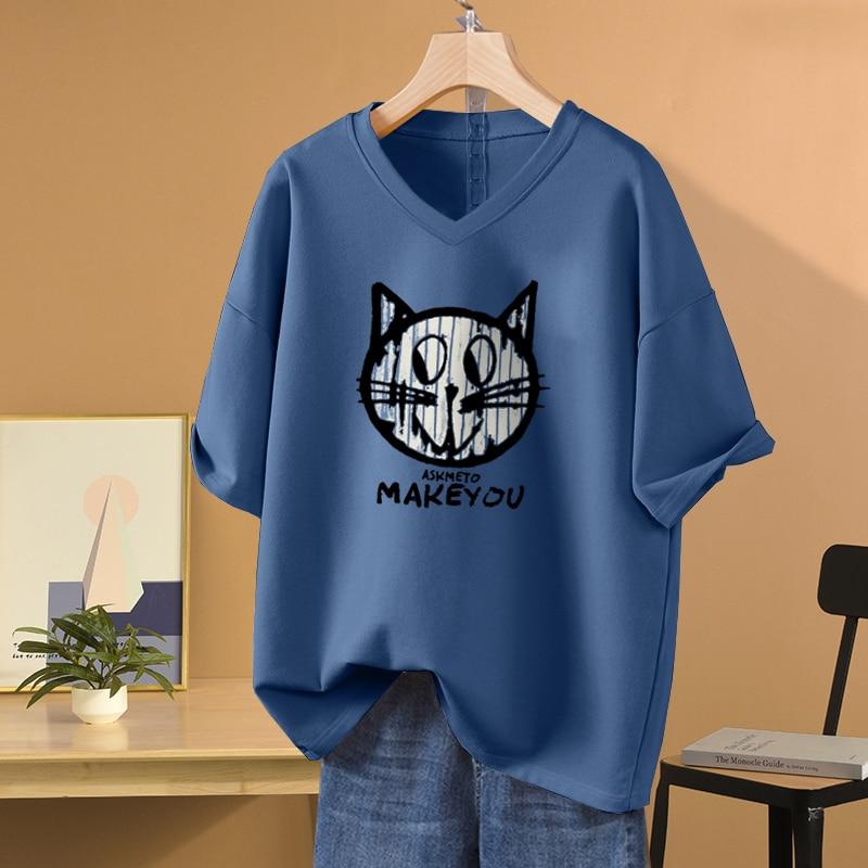 Женская футболка из 100% хлопка L-5XL размера плюс с мультяшным принтом, топ с короткими рукавами для пар, летние футболки большого размера с v-образным вырезом
Женская футболка из 100% хлопка L-5XL размера плюс с мультяшным принтом, топ с короткими рукавами для пар, летние футболки большого размера с v-образным вырезом